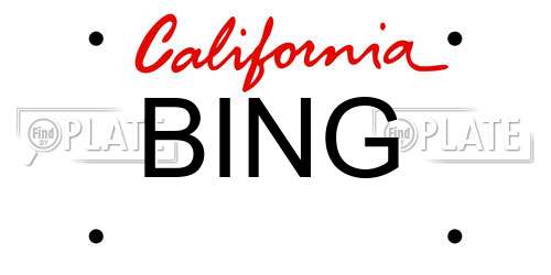 BING California License Plate