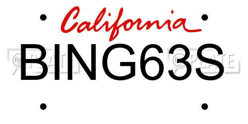 BING63S California License Plate