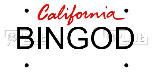 BINGOD California License Plate