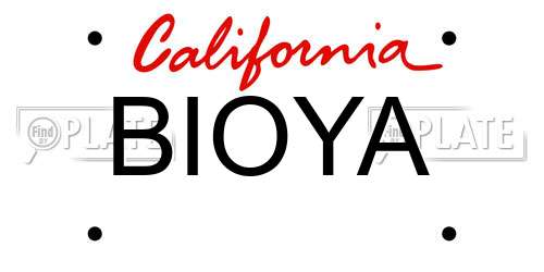 BIOYA California License Plate