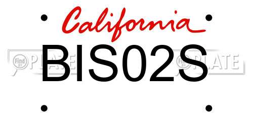 BIS02S California License Plate