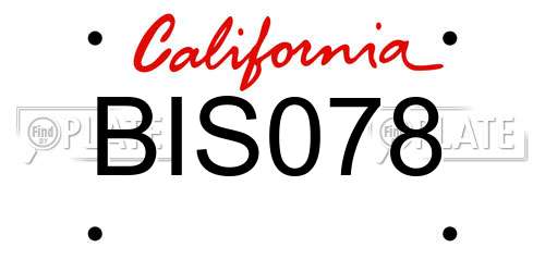 BIS078 California License Plate