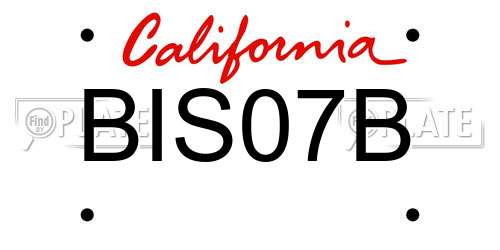 BIS07B California License Plate