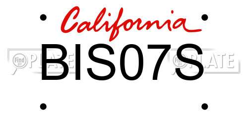 BIS07S California License Plate