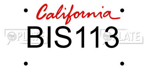 BIS113 California License Plate