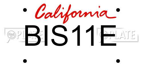 BIS11E California License Plate