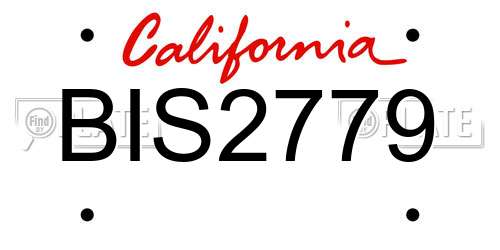 BIS2779 California License Plate