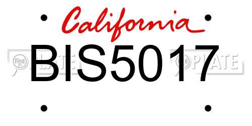 BIS5017 California License Plate