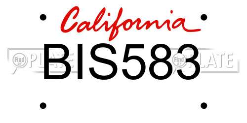 BIS583 California License Plate