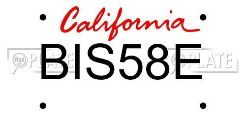 BIS58E California License Plate