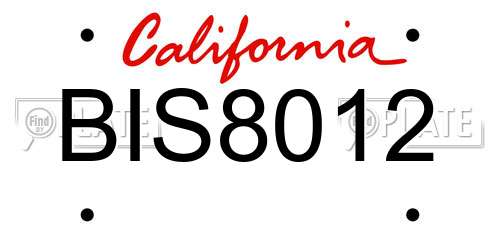 BIS8012 California License Plate