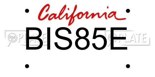 BIS85E California License Plate