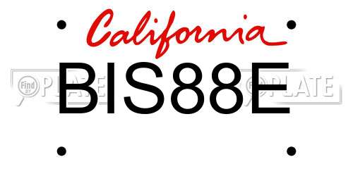 BIS88E California License Plate
