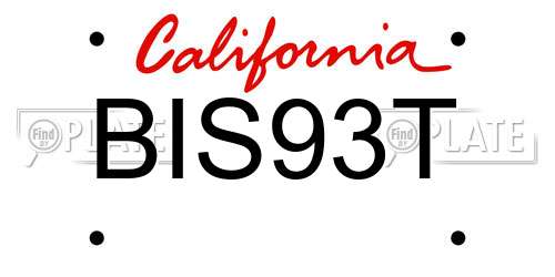 BIS93T California License Plate