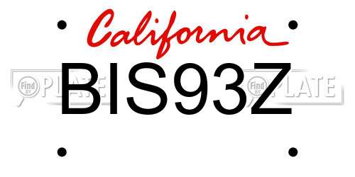 BIS93Z California License Plate