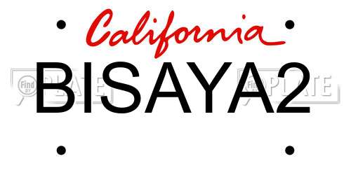 BISAYA2 California License Plate