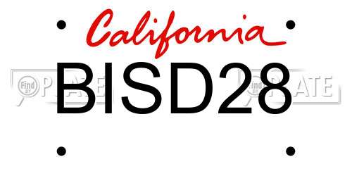 BISD28 California License Plate