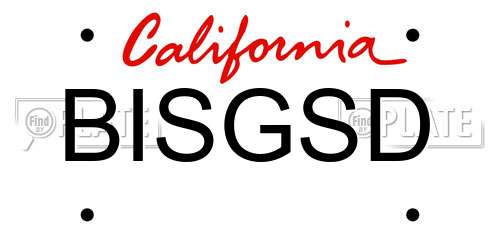 BISGSD California License Plate