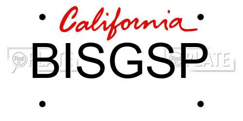 BISGSP California License Plate