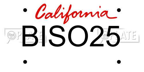 BISO25 California License Plate