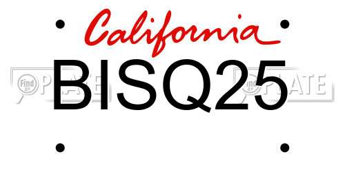 BISQ25 California License Plate