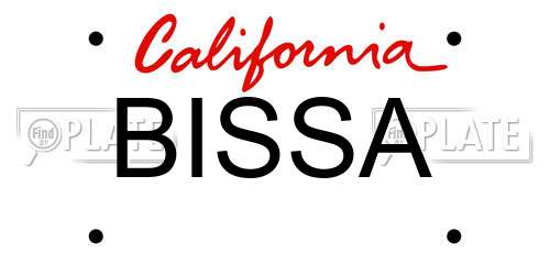 BISSA California License Plate