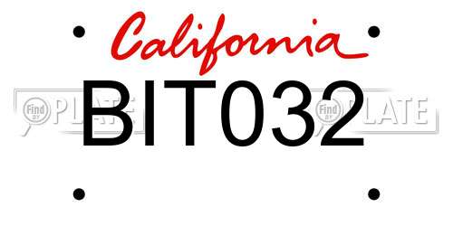 BIT032 California License Plate