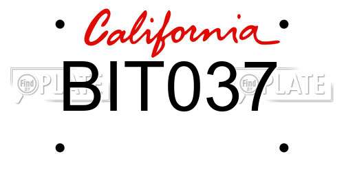 BIT037 California License Plate