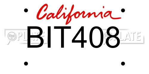 BIT408 California License Plate