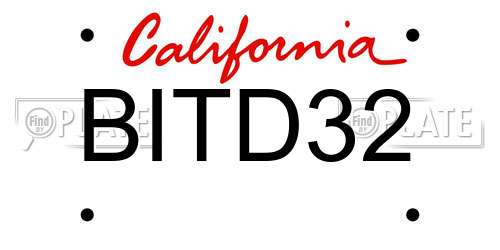 BITD32 California License Plate