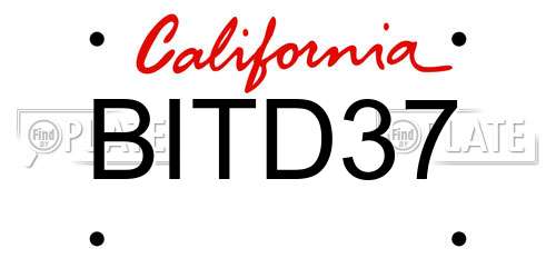 BITD37 California License Plate