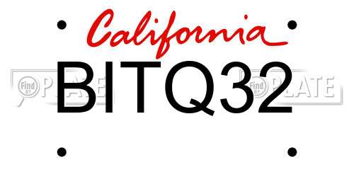 BITQ32 California License Plate
