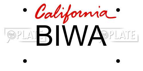 BIWA California License Plate