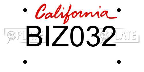 BIZ032 California License Plate