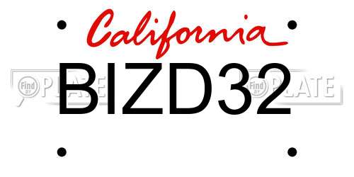 BIZD32 California License Plate