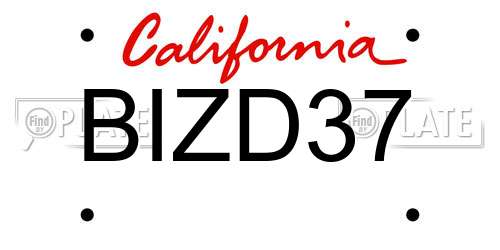 BIZD37 California License Plate