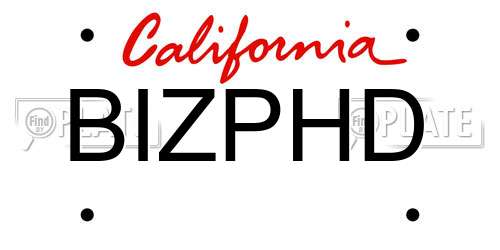 BIZPHD California License Plate