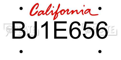 BJ1E656 California License Plate