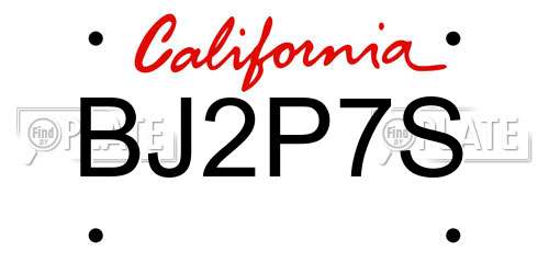 BJ2P7S California License Plate
