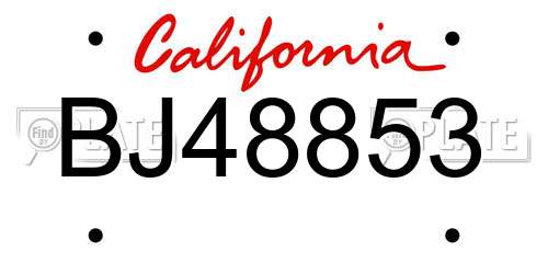 BJ48853 California License Plate