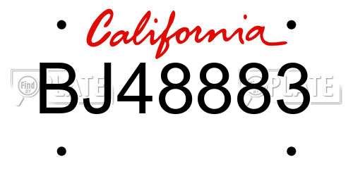 BJ48883 California License Plate
