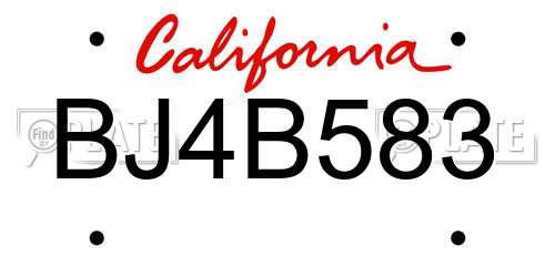 BJ4B583 California License Plate