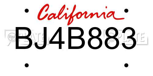 BJ4B883 California License Plate