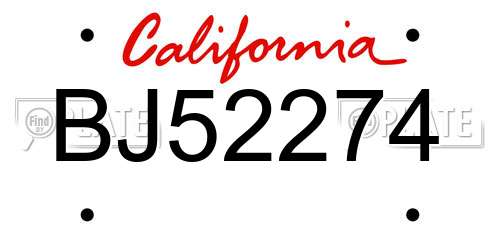 BJ52274 California License Plate