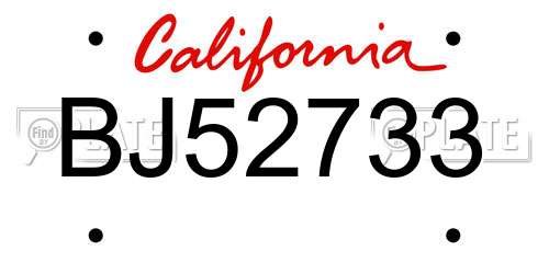 BJ52733 California License Plate