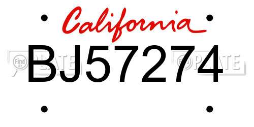 BJ57274 California License Plate