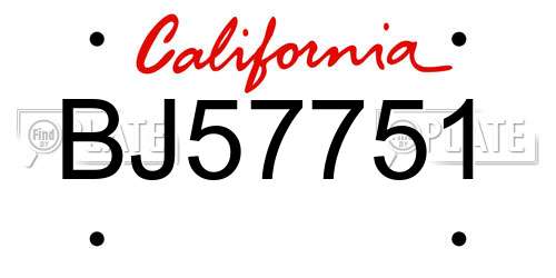BJ57751 California License Plate