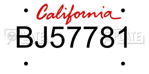 BJ57781 California License Plate