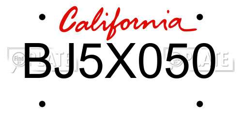 BJ5X050 California License Plate