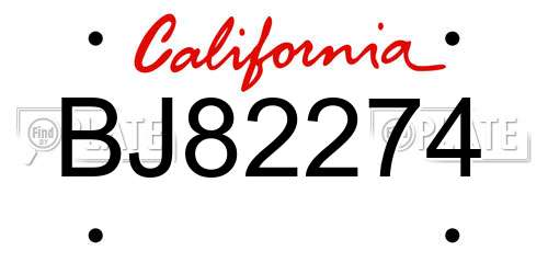 BJ82274 California License Plate